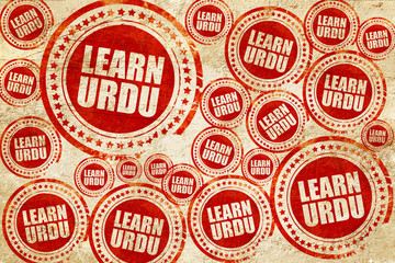 learn urdu, red stamp on a grunge paper texture