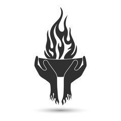 languages of flame are in hands.Art design