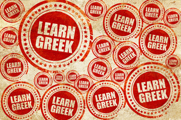 learn greek, red stamp on a grunge paper texture