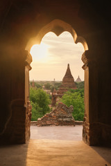 Ancient Temples in Bagan at sunrise - obrazy, fototapety, plakaty