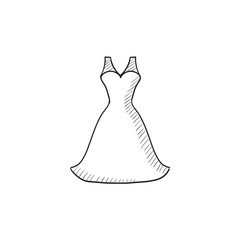 Wedding dress sketch icon.