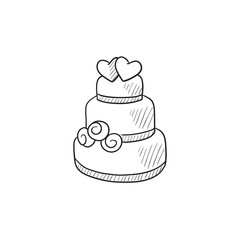 Wedding cake sketch icon.