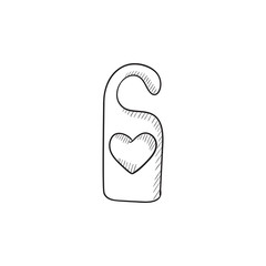 Door tag with heart sketch icon