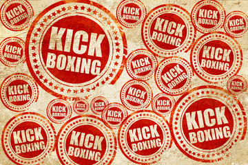 Naklejki  kickboxing, czerwony znaczek na grunge tekstury papieru