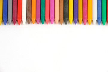 crayons on white background