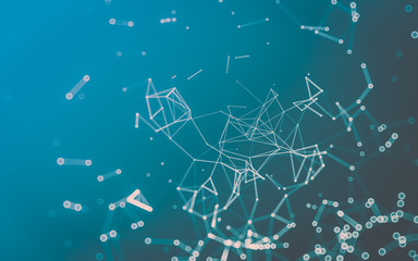 Abstract polygonal space low poly dark background, 3d rendering