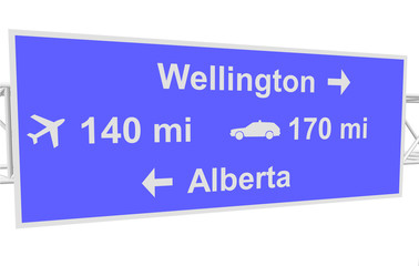 3dl illustration of a road sign with directions