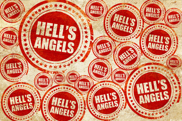 hell's angels, red stamp on a grunge paper texture
