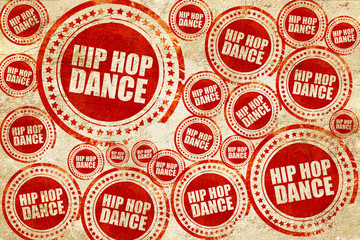 hip hop dance, red stamp on a grunge paper texture