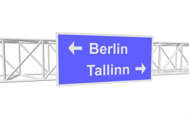 3dl illustration of a road sign with directions