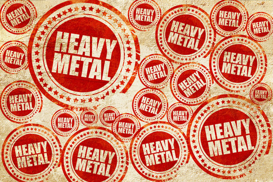 heavy metal music, red stamp on a grunge paper texture