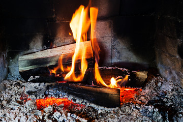 Fire in the fireplace