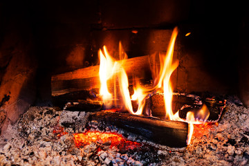 Fire in the fireplace