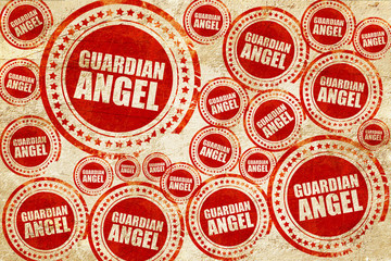 Obraz premium guardian angel, red stamp on a grunge paper texture