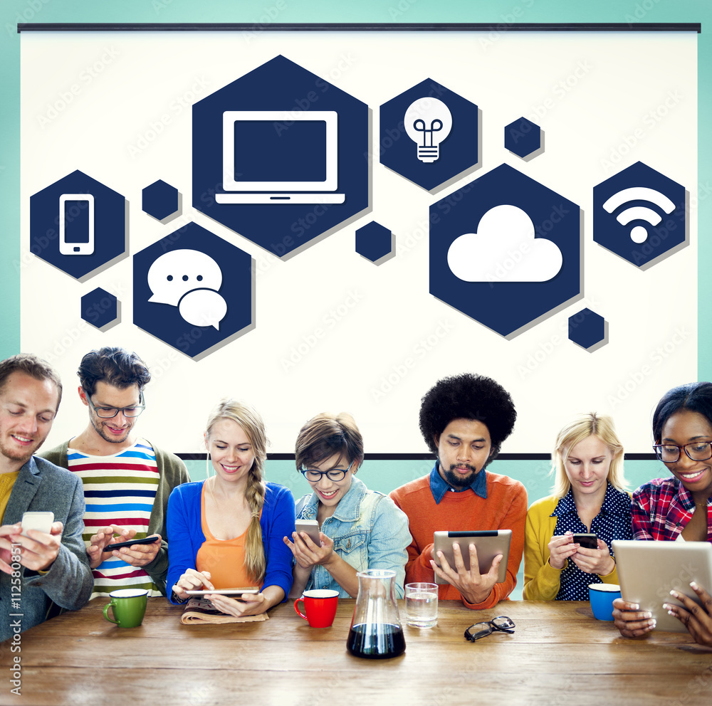 Aufkleber internet connection technology computer social concept