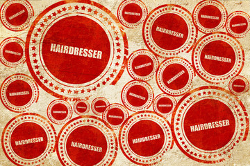 hairdresser, red stamp on a grunge paper texture