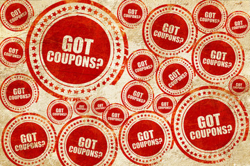 Obraz premium got coupons?, red stamp on a grunge paper texture