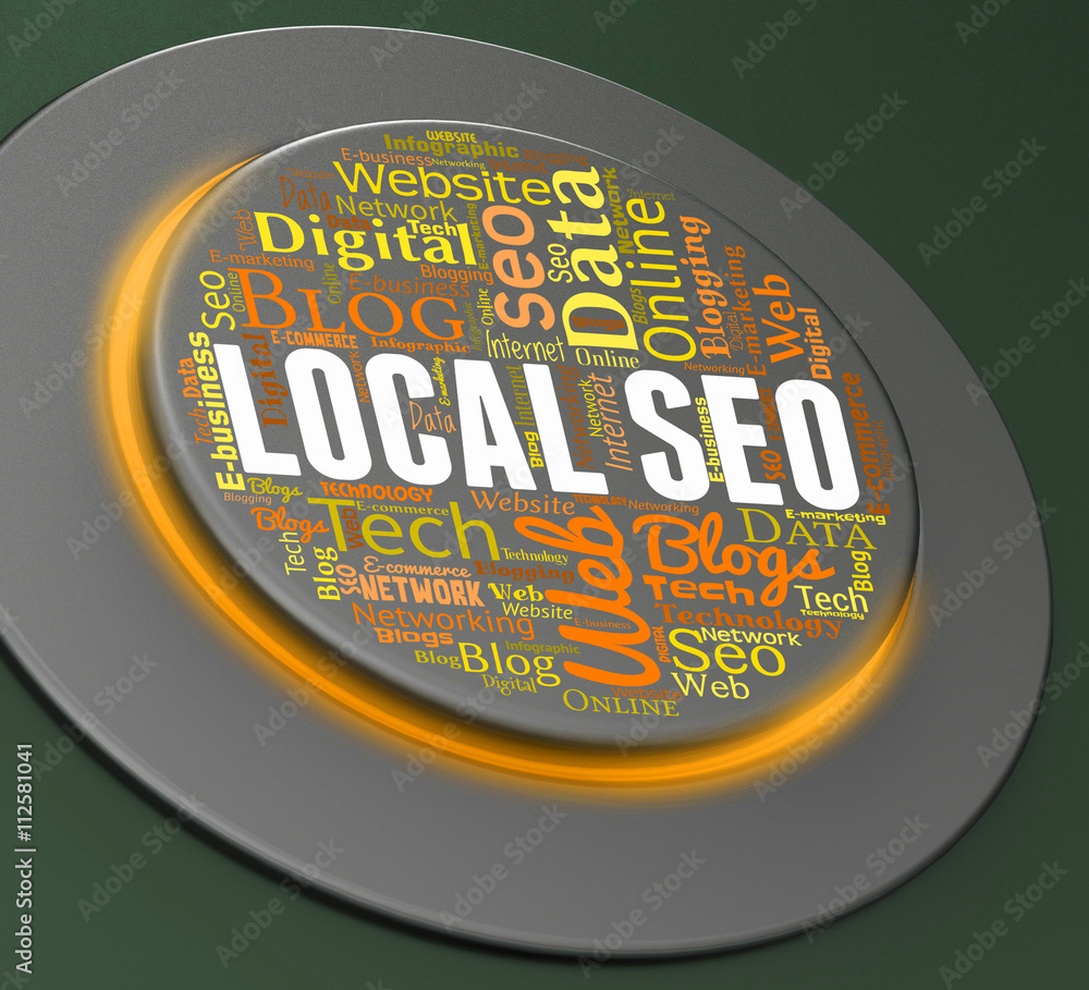 Poster local seo means search engine and control 3d rendering