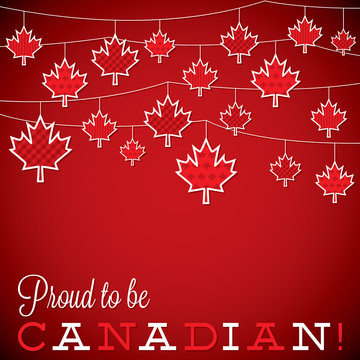 String of leaves Canada Day card in vector format.