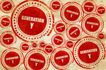 generation y word, red stamp on a grunge paper texture