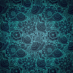 Abstract seamless floral pattern with snails