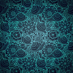Abstract seamless floral pattern with snails