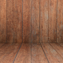 Perspective floor with wood panel background