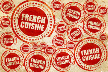 french cuisine, red stamp on a grunge paper texture