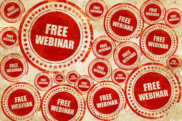 free webinar, red stamp on a grunge paper texture