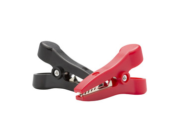 Obraz premium Battery clamps isolated on white background.( With clipping path.)
