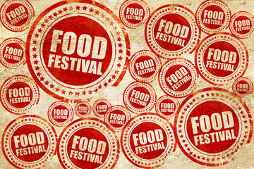 food festival, red stamp on a grunge paper texture