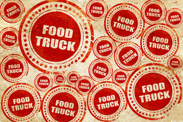 Obraz premium food truck, red stamp on a grunge paper texture