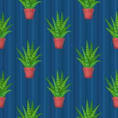 Seamless pattern with succulent.