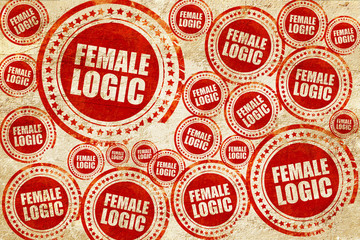 female logic, red stamp on a grunge paper texture