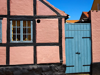 Bright colors traditional painted wooden door