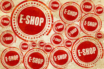 e-shop, red stamp on a grunge paper texture