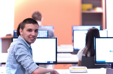 technology students group in computer lab school  classroom