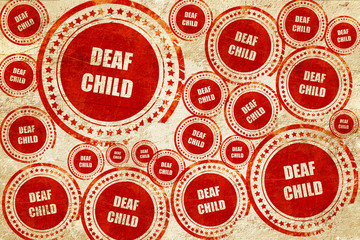 Deaf child sign, red stamp on a grunge paper texture