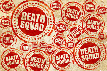 death squad, red stamp on a grunge paper texture