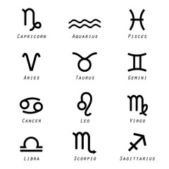 Zodiac outline stylized sign Horoscope icon Logo Vector design
