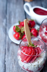 dessert with strawberries