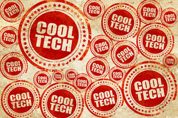 cool tech, red stamp on a grunge paper texture