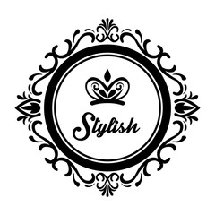 Stylish design. Decorated icon. Black and white illustration , vector