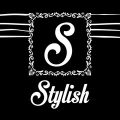Stylish design. Decorated icon. Black and white illustration , vector