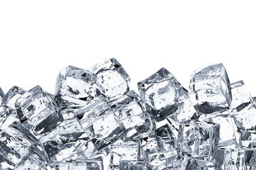 heap of ice cubes on white background - obrazy, fototapety, plakaty
