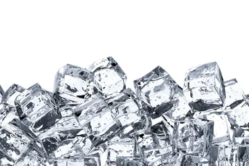 Fotobehang heap of ice cubes on white background © phonlamaiphoto