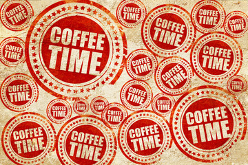 coffee time, red stamp on a grunge paper texture