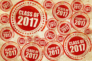 class of 2017, red stamp on a grunge paper texture