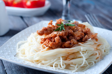 Delicious spaghetti with bacon