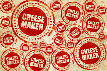 cheese maker, red stamp on a grunge paper texture